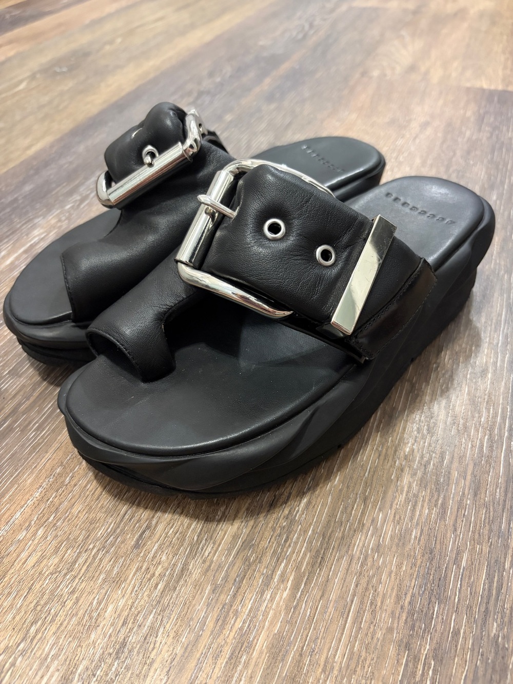 4CCCCEES - Mellow Glow Pure Black Goth Alt Chunky Platform Black Sandals